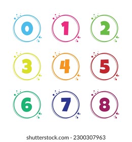 Vector illustration of numbers character cartoon style set