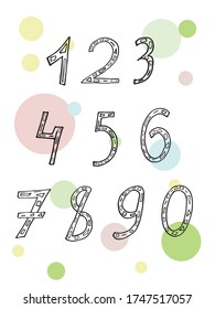 Vector illustration of numbers for children from 1 to 0