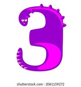 Vector illustration of numbers with dinosaur cartoon creations
