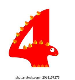 Vector illustration of numbers with dinosaur cartoon creations