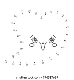 Vector illustration: Numbers game  connect dot to dot education game. Color the contour of funny  character a Heart isolated on white background.  For children education and pastime. Valentine's day.
