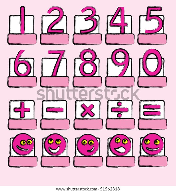 A vector illustration of numbers and\
mathematical symbols and smilies. A complete alphabet also\
available in my portfolio