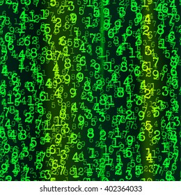 Vector Illustration of numeral seamless pattern for Design, Website, Background, Banner. Numbers Print Element Template. Numbers Math Wallpaper. Numbers Texture. Green numbers