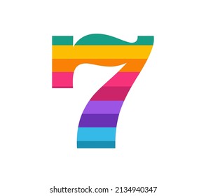 A vector illustration of numerical number seven or 7 in multiple colors vector