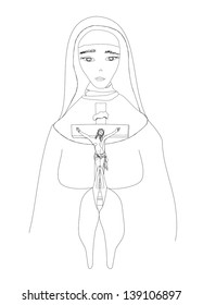  Vector illustration of nun