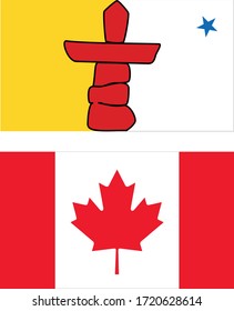 ilustración vectorial de la bandera de Nunavut con bandera de Canadá