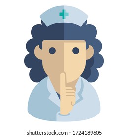 vector illustration of a nurse asking for silence