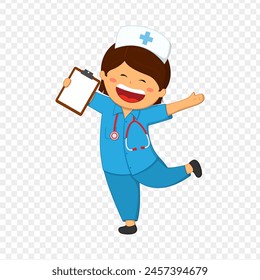 Vector illustration of Nurse with clipboard on transparent background