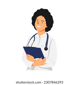 vector illustration of nurse holding notes on clipboard
