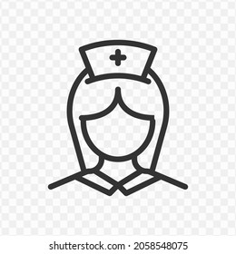 Vector illustration of nurse icon in dark color and transparent background(png).