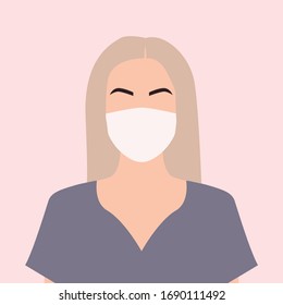 Vector illustration nurse in medical mask.