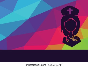 Vector Illustration of Nurse Medicine Hospital with Rainbow Background. This is Good for Layout, Posters and More.