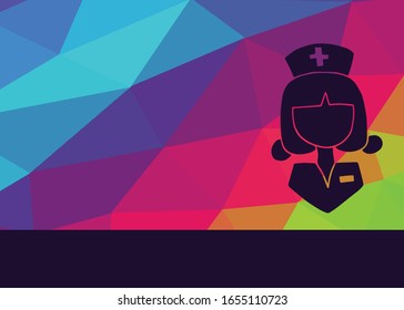 Vector Illustration of Nurse Medicine Hospital with Rainbow Background. This is Good for Layout, Posters and More.