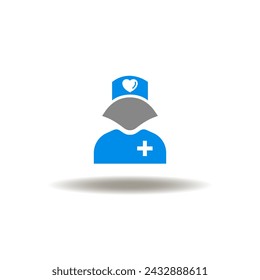 Vector illustration of nurse. Symbol of nursing. Icon of LTC Long-Term Care.
