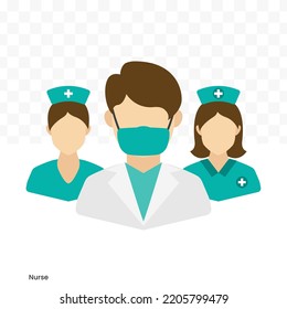 Vector Illustration Of Nurse Team Avatar In Color On A Transparent Background (PNG). EPS Vector