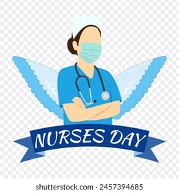 Vector illustration of Nurse with wings on transparent background