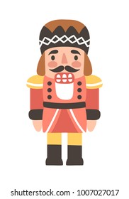 Vector illustration of nutcracker. Cute cartoon character is isolated on white. 