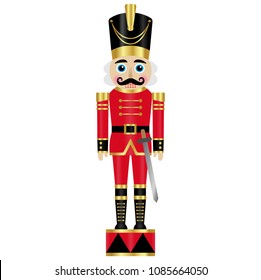 Vector illustration of a nutcracker with sword on a drum