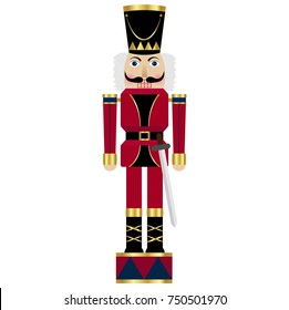 Vector illustration of a nutcracker with sword on a drum