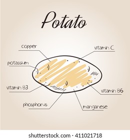 vector illustration of nutrients list for potato.