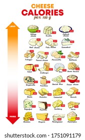 Vector illustration nutrients per 100 gram of cheese table dietary supplement 