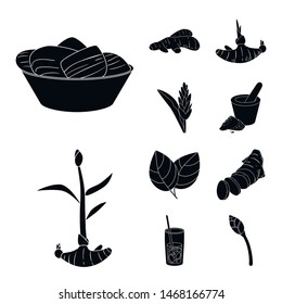 Vector illustration of nutrition and asian sign. Set of nutrition and food vector icon for stock.