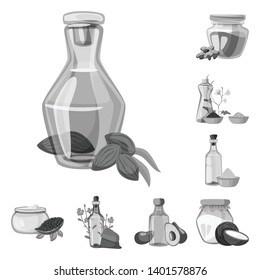 Vector illustration of nutrition and organics logo. Collection of nutrition and glass  vector icon for stock.