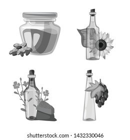 Vector illustration of nutrition and organics sign. Collection of nutrition and glass stock symbol for web.