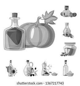 Vector illustration of nutrition and organics symbol. Collection of nutrition and glass  vector icon for stock.