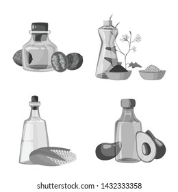 Vector illustration of nutrition and organics symbol. Set of nutrition and glass stock symbol for web.