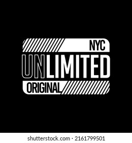 vector illustration, nyc design vector and typography illustration, with text unlimited, original. Abstract desain with the line style. Suitable for the design of t-shirts, shirts, hoodies, etc