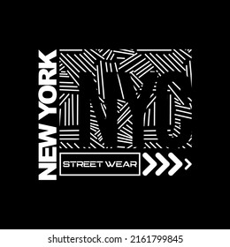 vector illustration, nyc design vector and typography illustration, with text street wear. Abstract desain with the line style. Suitable for the design of t-shirts, shirts, hoodies, etc