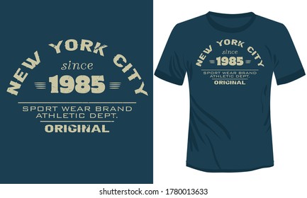 vector illustration of NYC sports t-shirt vector design, Original NYC t-shirt retro style