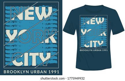 Vector Illustration Of NYC Urban Brooklyn T-shirt Vector Design, NYC T-shirt Old-style 1991