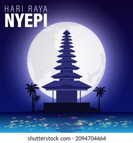 Vektorgrafik für den geschriebenen Text von Nyepi bedeutet Stille