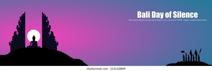 vector illustration for Nyepi written text means the day of silence