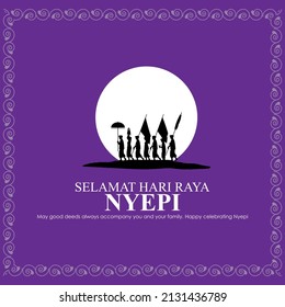 vector illustration for Nyepi written text means the day of silence