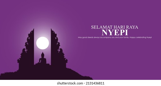 vector illustration for Nyepi written text means the day of silence