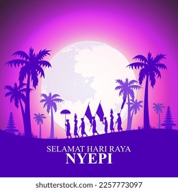 vector illustration for Nyepi written text means the day of silence