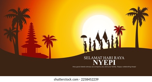 vector illustration for Nyepi written text means the day of silence