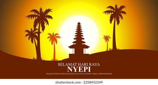 vector illustration for Nyepi written text means the day of silence