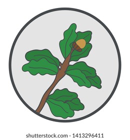 vector illustration of an oak branch
with a small acorn