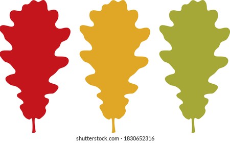 Vector illustration of the oak leaves set