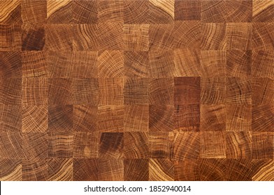 Vector illustration of oak wooden butcher chopping block, natural durable end grain hard wood board texture background pattern, close up