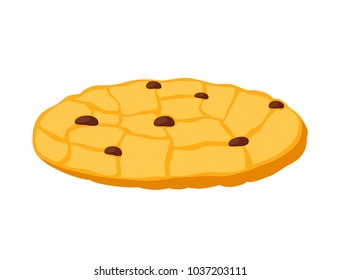Vector illustration of oatmeal cookie, oat breakfast, tasty biscuit. Made in cartoon flat style