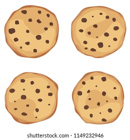 Vector illustration of oatmeal cookies with chocolate chips.