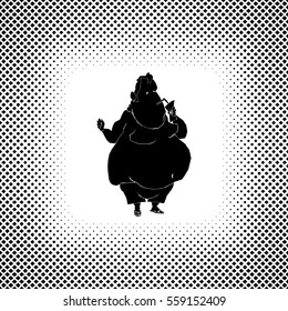 Vector illustration of an obese man drinking a cola.
