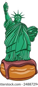 vector illustration of the Obesity Statue of Liberty with the hamburger and ice cream in her hands