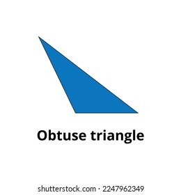 Vector illustration of obituse triangle in blue color, mathematics, education.