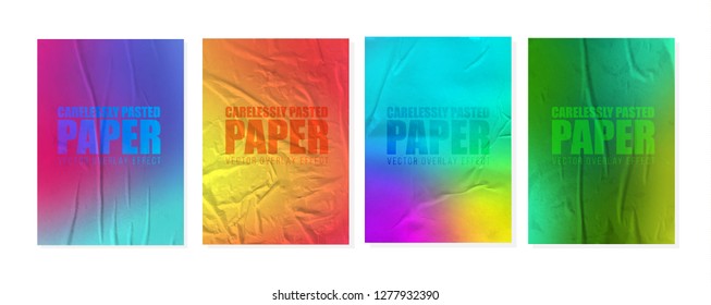 vector illustration object. badly glued white paper. crumpled poster. vector graphics can be applied to any objects with a blending mode for the effect of crumpled wet paper